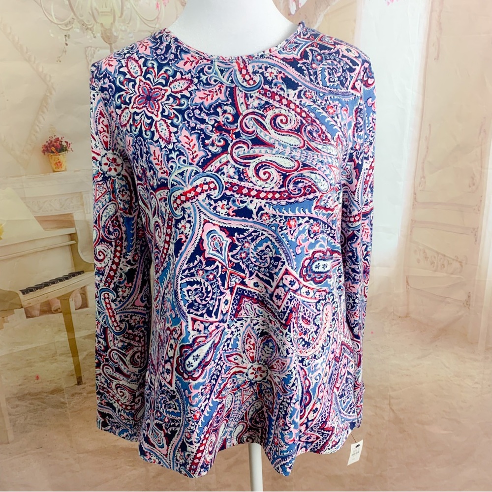 NEW Talbots Multicolored Round Neck Blouse
